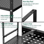 iPEGTOP Large Expandable Cabinet Storage Shelf Organizer Rack, Heavy Duty Stackable Steel Metal Spice Rack Adjustable Height Office Pantry Garage Shelves for Counter Kitchen, Black - 1 Pack