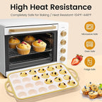 Silicone Mini Muffin Pan With Metal Reinforced Frame - 24 Cups Durable Silicone Cupcake Pan for Muffin, Cupcakes, BPA Free and Dishwasher Safe - 2 Piece Light Yellow