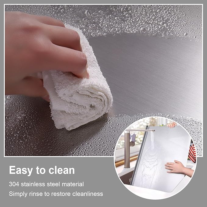 304 Stainless Steel Cutting Board – Stainless Steel Kitchen Chopping Boards Non-Slip, Dishwasher Safe – Ideal for Meat, Vegetables, Fruits, Bread & Baking – Commercial & Home Use (23.6 * 19.6in)