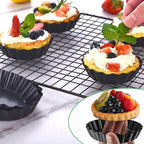 Mini Tart Pans Removable Bottom 3 Inch Tart Pan Nonstick Round Quiche Pan Heavy Duty Carbon Steel Small Pie Pan for baking, Set of 12