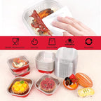 FORBFAN 8 oz Mini Disposable Cake Pans with Lids, 150 Pack Aluminum Foil Square Baking Cups with Spoons, Disposable Baking Cake Tins Red