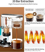 C1 Portable Electric Coffee Machine, 20 Bar Travel Espresso Maker with Ground Coffee, Rechargeable, Instant Heating, 6.1oz Water Tank, for Car, RV, Camping, Hiking, Office, Home