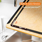 Earth’s Dreams Wood Cutting Board 17x12 Extra Large - Charcuterie Board, Non-Plastic, Non-Toxic, Heavy-Duty, Dishwasher Safe (Tan/Blacks)