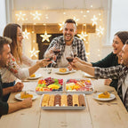 Lifewit Plastic Serving Tray for Party Supplies, 4 Pcs White Trays for Serving Food, Reusable Large Platter for Buffet, Fruit, Snack, Rectangle, Thanksgiving Christmas Essentials, 14" x 10"