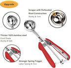 Extra Mini Cookie Scoop for Baking, 1 tsp / 5 ml Cookie Scooper, 18/8 Stainless Steel Cookie Scooper for Baking, Cookie Dough Scoop with Non-slip Grip(Red)