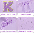 Initial Insulated Lunch Bag for Girls Kids, Back to School Gift, Reusable Leak-proof Lunch Box with Adjustable Strap for School Daycare Travel Picnic (Purple,K)