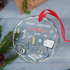 Recording Vocals Instrument Xmas Glass Ornament, Personalized Musical Instrument Christmas Ornament Gifts for Singer Vocalist, Custom Text & Name Singer Recording Vocals Glass Ornament Christmas 2025