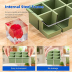 Large Ice Cube Tray for Whiskey 3 Pack, HANCELANT Big Silicone Square Ice Cube Mold with Removable Lid, 2'' Huge Square Ice Cubed Tray for Whisky and Cocktail(Blue+Green+Pink)
