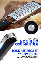 Dalstrong Professional Wide Cheese Grater - Extra Coarse - #304 Stainless Steel Blade - G10 Handle Kitchen Shredder - w/Blade Guard - Fruits & Vegetables, Hard Cheese, Chocolate - NSF Certified