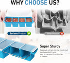 Silicone Freezer Tray with Lid Soup Freezer Container Molds with Steel Reinforced Rim for Freezing Soup Sauce Broth Leftovers large Ice Cube Molds Oven Dishwasher Safe Ice Trays for Freezer with Bin