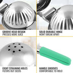 Zulay Kitchen Lemon Squeezer Stainless Steel with Premium Heavy Duty Solid Metal Squeezer Bowl and Food Grade Silicone Handles - Large Manual Citrus Press Juicer and SS Lime Squeezer (Mint)