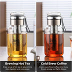 Glass Cold Brew Coffee Maker with Extended Fine Mesh Filter, Tea Infuser Bottle Iced Coffee Maker with Thick Borosilicate Glass (750ml/24oz)