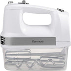 Kenmore Electric Hand Mixer – 5 Speed Handheld Blender, Electric Egg Beater with Whisk, Beater, Dough Hooks, Storage Case, Turbo Boost for Cake Mix, Batidora de Mano Eléctrica