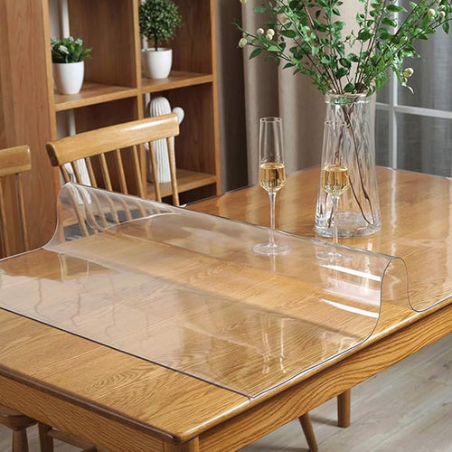 1.5mm Thick Custom Multisize Clear PVC Table Cover Protector 16x59.1 in Rectangular Plastic Table Cover Desk Pad Mat Table Cloth for Office Computer Desk Sofa End Side Bedside Table Media Night Stand