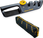 RazorSharp™ Knife Sharpener With Adjustable Angle Guide — Diamond-Coated Ceramic Sharpening Stones for All Knives Including Precision Kitchen, Professional, Chef's Knives — Non-Slip Rubber Edge Grip