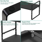 iPEGTOP Expandable Cabinet Storage Shelf Organizer Rack, Heavy Duty Cupboard Stand Spice Rack Adjustable Height Pantry Garage Shelf Space Riser for Counter Kitchen Organization, Black, 1 Pack