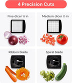 Fullstar The Original Pro Chopper - Vegetable Chopper and Spiralizer, Food Chopper with Container, Fruit Slicer, Kitchen Gadgets & Accessories, Home Essentials (4 in 1, Clear)