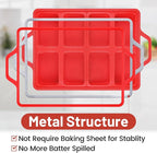 Mini Loaf Pan Silicone, Metal Reinforced Silicone Mini Bread Loaf Pan Nonstick Cornbread Pan 8 Cavities Small Loaf Pans for Baking Bread, Loaf, Meatloaf, Brownie, Butter 1Pack Red