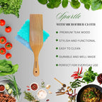 Teak Wooden Spatula, Spoons & Spurtle for Cooking – Handcrafted, Natural Non-Stick Kitchen Utensils with Comfort Grip & Microfiber Cloth