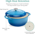 Best Choice Products 6 Quart Enamel Cast-Iron Round Dutch Oven, Family Style Heavy-Duty Pre-Seasoned Cookware for Home, Kitchen, Dining Room, Oven Safe w/Lid, Dual Handles - Blue
