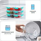KOMUEE 10 Packs 22 oz Glass Meal Prep Containers, Glass Food Storage Containers with Lids, Airtight Lunch Boxes BPA Free, Microwave and Freezer Safe, Green