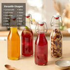 Ruckae 12 Pack 8.5oz Swing Top Glass Bottles with Lids Kombucha Coquito Flip Top Glass Bottle for Syrup Vanilla Extract Brew Beer Kefir Air Tight Bottles for Gift (8.5 oz 12 pack)