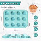 2-Pack Blue 12-Cup Non-Stick Muffin Pan | Healthy Baking | Easy Cleaning Muffin Tin | Durable & Versatile Muffin Cup | Perfect for Mini Cupcakes (Blue)