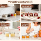 ComSaf 4oz Small Airtight Glass Jars Set of 12 with Lids Food Storage Jar Round, Mason Jar, Mini Storage Container with Clear Preserving Seal Wire Clip Fastening for Kitchen Canning, Jam, Spice, Honey