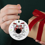 Personalized Drum Set Ceramic Christmas Ornament 2025, Customized Text Year Name Drummer Keepsake Ornaments Gift for Women Men Friend Daughter Son, Drumming Drum Set Ceramic Ornament for Appreciation