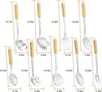 FJNATINH Cooking Utensils Set with Wood Handle, 9 Pieces Wok Utensils Tools - Wok Accessories Cookware Set