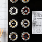 Talented Kitchen Magnetic Spice Jars - 3 oz, Stainless Steel, 24-Pack - Spice Tins with Sift & Pour Lids & Fridge Magnets for Kitchen Organization