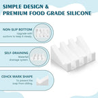 Self Draining Soap Dish,Silicone Suction Cup Soap Holder, Bathroom Soap Dish for Bar Soap,Can Extend Soap Life,Bathroom, Bath Tub, Kitchen Sink (2, White)
