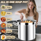 Large Cooking Pot, 35 Quart Heavy Duty Induction Soup Pot With Stainless Steel Lid Commercial Grade Stock Pot for Soup, Stew, Canning, Even Heat Distribution