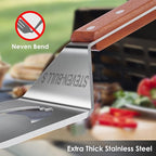 Heavy Duty BBQ Grill Tongs and Spatula for Outdoor Grill, 17” Long 5-in-1 Grill Spatula Comes with an 16” Long Locking Kitch Tongs, Best BBQ Gifts for Barbecue Grilling Master