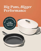 Caraway Cast Iron Skillet - 12” Enameled Cast Iron Pan With 3 Layer Enamel Coating - No Seasoning Required - Compatible With All Stovetops - Free From Forever Chemicals - Midnight Blue