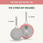 GreenPan Nova 8” & 10” 2 Piece Frying Pan Skillet Set, Oprah’s Favorite Things 2024, Induction Suitable PFAS-Free Nontoxic Ceramic Nonstick, Dishwasher & Oven Safe, Quick Even Heating, Coral