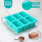 Silicone Freezer Tray With Lid - Soup Freezer Container molds - Large Ice Cube Tray- makes 12 perfect 1 cup portions cubes, 2-Pack Freezer Storage Food Soups & Meal Prep (Aqua 2 Pack)