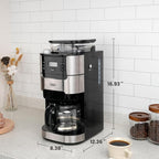 Gevi 10-Cup Coffee Maker with Built-in Burr Grinder, Programmable Timer, 1.5L Water Tank, Reusable Filter & Warming Plate – Drip Coffee Machine for Fresh Ground Coffee