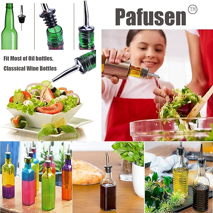 Pafusen 24 Pack Liquor Bottle Pourers, Liquor Pour Spout for Liquor Bottles, Stainless Steel Olive oil Dispenser Spout, Alcohol Pourer Spouts Dust Caps Covers, Rose Gold