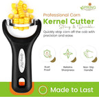 Spring Chef Stainless Steel Corn Peeler – Corn on the Cob Stripper Tool – Durable & Efficient Kernel Remover Tool – Easy to Use Kernel Cutter - Dishwasher Safe Kitchen Gadget - Set of 2 - Black