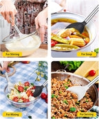 Pack of 2 Large Silicone Cooking Spoon Non Stick Solid Basting Spoons Heat-Resistant Kitchen Utensils for Mixing Serving (Black-White)