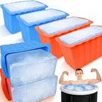 Haldane 6PCLarge Ice Cube Molds 38LB Ice Bath Water Chiller Giant Ice Block Molds Silicone Ice Block Maker For Home, Thicker Big Ice Cube Tray Reusable Athletes Cold Plunge Accessories,Blue+Orange