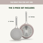 GreenPan Nova 8” & 10” 2 Piece Frying Pan Skillet Set, Oprah’s Favorite Things 2024, Induction Suitable PFAS-Free Nontoxic Ceramic Nonstick, Dishwasher & Oven Safe, Quick Even Heating, Clay