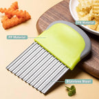 FANTEXY Crinkle Cutter for Veggies Potato Cutter for Fries, Stainless Steel Blade, Potato Slicer French Fry Crinkle Cutter, Crinkle Chopper Wavy Cutting Tool for Potatoes Carrots Cucumbers