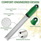 Koythin Zester, Lemon Zester & Cheese Grater with Brush, Heavy Duty Kitchen Tool for Zesting Citrus, Parmesan Cheese, Chocolate, Ginger, Fruits, Stainless Steel with Handle and Cover (Green)