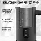 Zulay 4-in-1 Milk Frother & Steamer – Hot & Cold Foam Maker, Milk Warmer & Chocolate Stir – Automatic Temp Control, Nonstick Double-Wall Stainless Steel Jug, Auto Shut Off, 360° Base – Aero Black