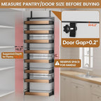 8 Tier Over The Door Pantry Organizer, 2 IN 1 Wall Mount or Hanging Spice Rack Seasoning Shelves with Adjustable Basket, Back of Door Organizer and Storage for Kitchen Cabinet and Room Closet