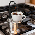 Mini Italian Mocha Coffee Maker, Single Cup, 50ml Capacity, Portable Outdoor Coffee Pot, Black Handle, Silver Base