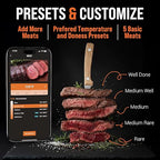 Upgraded Smart Bluetooth Wireless Meat Thermometer with Ultra-Thin Probe, 6 Sensors Accuracy Digital Food Thermometer 0.5S Instant Read, IP67 Waterproof for BBQ, Grill, Smoker, Oven, Air Fryer