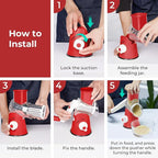 X Home Rotary Cheese Grater for Kitchen, Shredder with 3 Interchangeable Blades, Rotary Grater with Handle and Strong Suction Base, for Vegetables, Fruit, Nuts, Easy to Use and Clean, Red